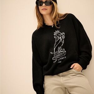 PINK Victoria's Secret Black Sweater with Statue Design